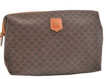 Authentic CELINE Macadam Blason Pattern Clutch Hand Bag PVC Leather Brown 1955K Hot on Sale