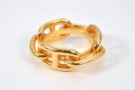 Authentic HERMES Scarf Ring Chaine d Ancre Chain Design Gold Tone 6503K Supply