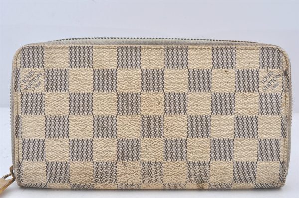 Authentic Louis Vuitton Damier Azur Zippy Wallet Long Purse N60019 LV 6498K Supply