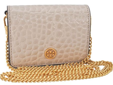 Authentic TORY BURCH Robinson Chain Shoulder Wallet Purse Leather Beige 6844K Online Sale