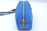 Authentic PRADA Vintage Nylon Leather Pouch Purse Blue L0099 Sale