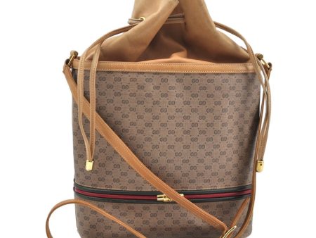 Auth GUCCI Web Sherry Line Micro GG Shoulder Bag PVC Leather Brown Junk L0428 Supply