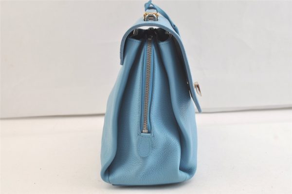 Authentic BALENCIAGA Le Dix 2Way Shoulder Hand Bag Leather 391568 Blue 3489K Hot on Sale