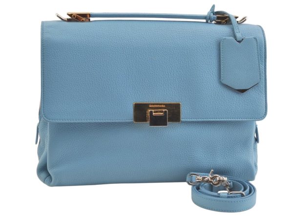 Authentic BALENCIAGA Le Dix 2Way Shoulder Hand Bag Leather 391568 Blue 3489K Hot on Sale