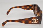 Auth CHANEL Matelasse Sunglasses Tortoise Shell CC 01450 Plastic Brown 2945K Online now