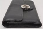 Authentic GUCCI Interlocking G Long Wallet Purse Leather 369663 Black 7058K Fashion