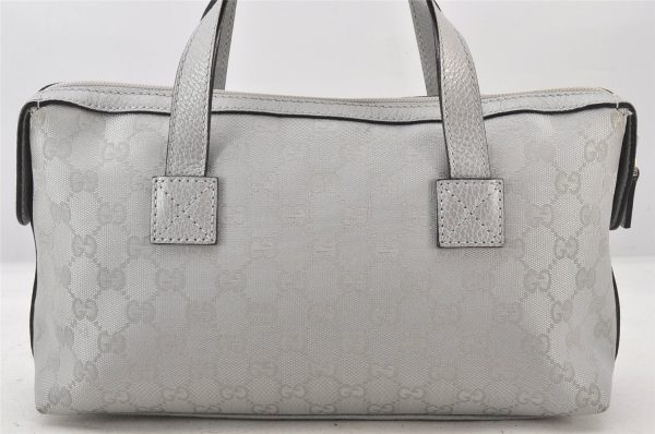 Authentic GUCCI Hand Bag Purse GG Canvas Leather 264210 Silver Junk 6487K Online now