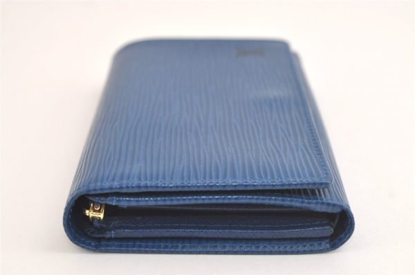 Auth Louis Vuitton Epi Porte Monnaie Billets Tresor Wallet Blue M63505 LV 4235K on Sale