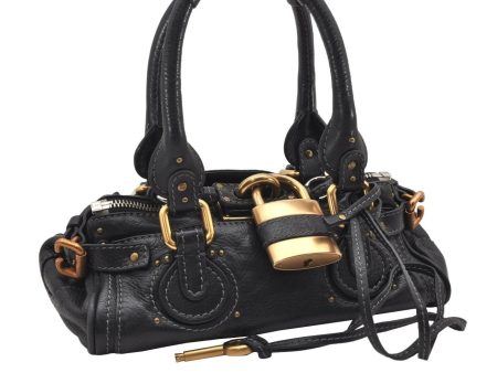 Authentic Chloe Vintage Mini Paddington Leather Hand Bag Purse Black 7530K For Cheap