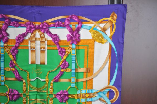 Authentic HERMES Carre 90 Scarf  Crano Manege  Silk Purple 1836J Online Sale