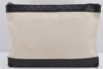 Authentic BALENCIAGA Navy Clip M Clutch Bag Canvas Leather 373834 White 2618K For Discount