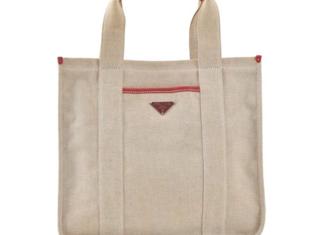 Authentic PRADA Vintage Canvas Shoulder Tote Bag Beige 7583K For Discount