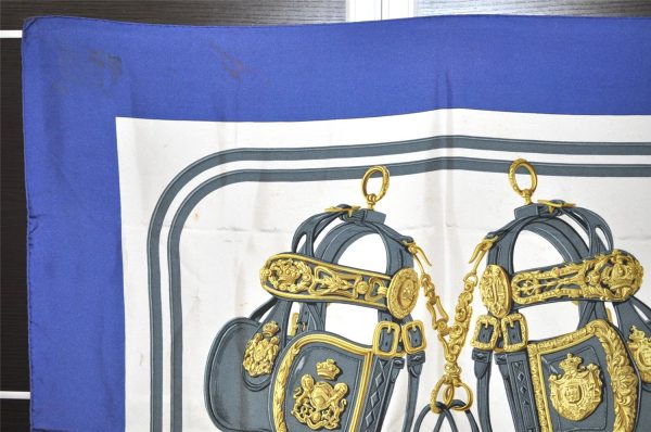 Authentic HERMES Carre 90 Scarf  BRIDES de GALA par  Silk Blue 3120K Supply