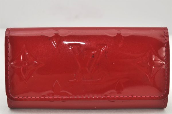 Authentic Louis Vuitton Vernis Multicles 4 Four Hooks Key Case M91976 Red 4879K Online now