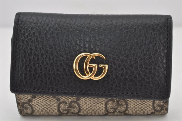 Auth GUCCI GG Marmont 6 Hooks Key Case GG PVC Leather 456118 Brown Box 4654K For Sale