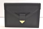 Authentic YVES SAINT LAURENT Vintage Clutch Hand Bag Purse Leather Black 3632K Online Sale