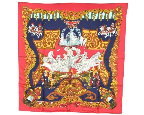 Authentic HERMES Carre 90 Scarf  LE PARADIS DU ROY  Silk Bordeaux Red 2497K Online