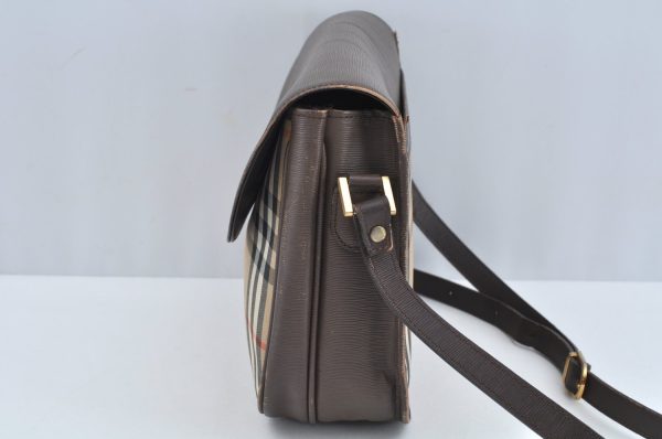 Auth BURBERRY Nova Check Shoulder Cross Body Bag Canvas Leather Beige L0278 Online Sale