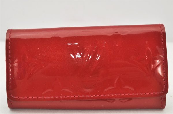 Authentic Louis Vuitton Vernis Multicles 4 Four Hooks Key Case M91976 Red 4036K Sale