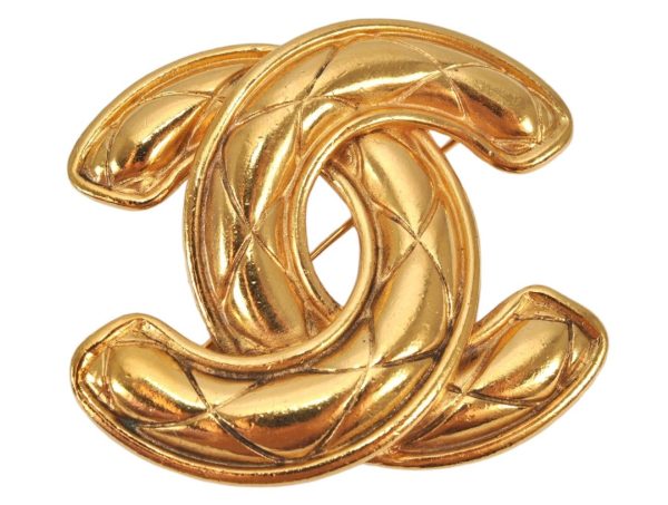 Authentic CHANEL Vintage CoCo Mark Pin Brooch Gold Plating 3798K Online Hot Sale