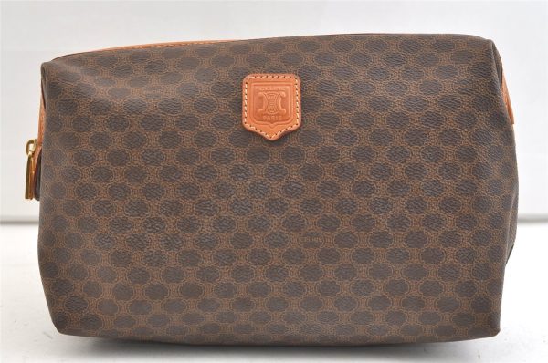 Authentic CELINE Macadam Blason Pattern Clutch Hand Bag PVC Leather Brown 1955K Hot on Sale