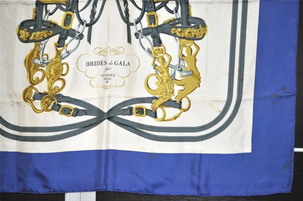 Authentic HERMES Carre 90 Scarf  BRIDES de GALA par  Silk Blue 3120K Supply