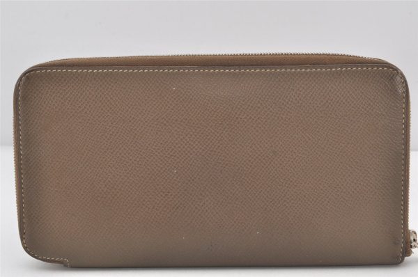 Authentic HERMES Azap Silk In Long Wallet Purse Leather Brown Junk 6482K Hot on Sale