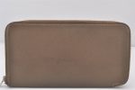 Authentic HERMES Azap Silk In Long Wallet Purse Leather Brown Junk 6482K Hot on Sale