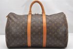 Authentic Louis Vuitton Monogram Keepall 45 Travel Boston Bag M41428 LV 4079K For Sale