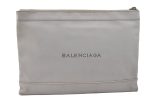 Authentic BALENCIAGA Clip M Logo Clutch Bag Purse Calf Skin 373834 White 7538K Online Hot Sale