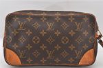 Authentic Louis Vuitton Monogram Marly Dragonne Clutch Hand Bag Old Model 6458K Hot on Sale