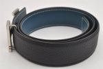 Authentic HERMES Constance Leather Belt Size 75cm 29.5  Black Navy Box 3070K Cheap