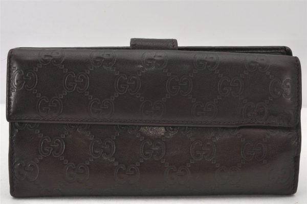 Authentic GUCCI Guccissima GG Leather Long Wallet Purse 257012 Brown 6495K Online now