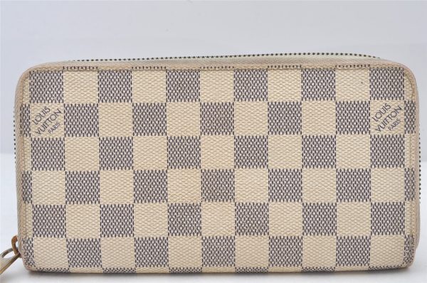 Authentic Louis Vuitton Damier Azur Zippy Wallet Long Purse N60019 LV 6196K For Cheap