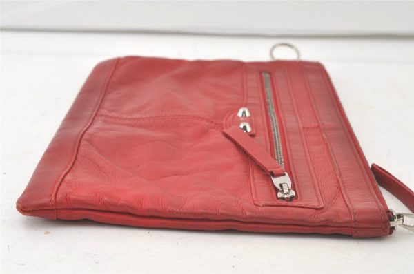 Authentic BALENCIAGA Classic Clip M Clutch Hand Bag Leather 273023 Red 6794K Online now