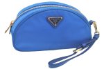 Authentic PRADA Vintage Nylon Leather Pouch Purse Blue L0099 Sale