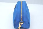 Authentic PRADA Vintage Nylon Leather Pouch Purse Blue L0099 Sale