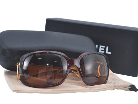 Authentic CHANEL Sunglasses CC Logos CoCo Mark Plastic 6014 Brown Box 3840K on Sale