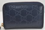 Authentic GUCCI Guccissima Coin Purse Case GG Leather 447939 Navy Blue 1892K on Sale