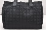 Authentic CHANEL New Travel Line Shoulder Tote Bag Nylon Leather Black 7584K Hot on Sale