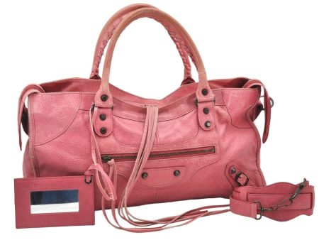 Auth BALENCIAGA Classic The Part Time 2Way Hand Bag Leather 168028 Pink 5274K For Discount