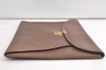 Authentic GUCCI Vintage Clutch Documents PC Case Leather Brown 4530K For Discount