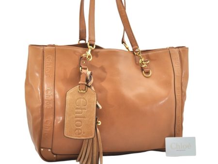 Authentic Chloe Vintage Eden Fringe Shoulder Tote Bag Leather Brown 7086K on Sale