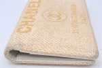 Authentic CHANEL Deauville Line CC Logo Long Wallet Straw Leather Beige 6470K Online Sale