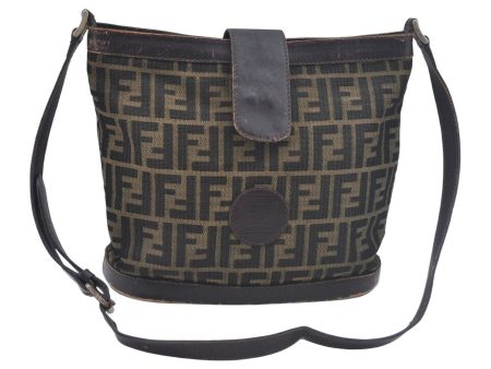 Authentic FENDI Zucca Shoulder Cross Body Bag Canvas Leather Brown L0646 Sale