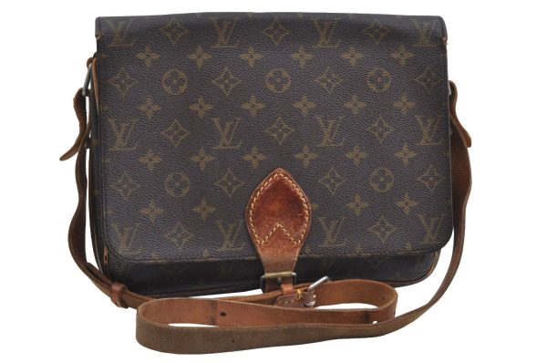 Authentic Louis Vuitton Monogram Cartouchiere GM Shoulder Bag Old Model K8175 on Sale