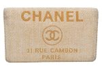 Authentic CHANEL Deauville Line CC Logo Long Wallet Straw Leather Beige 6470K Online Sale