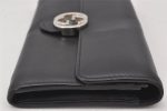 Authentic GUCCI Interlocking G Long Wallet Purse Leather 369663 Black 7058K Fashion