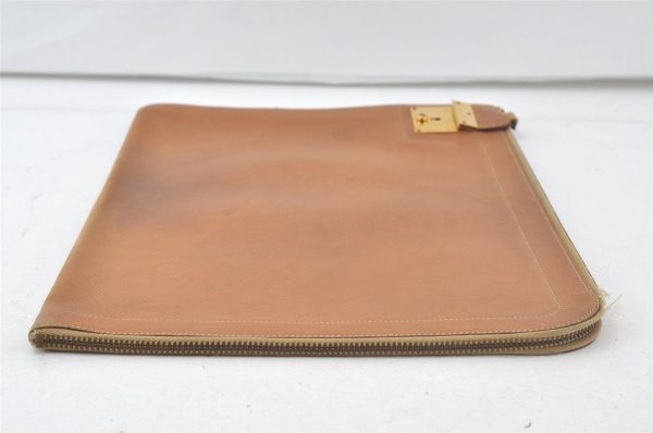 Authentic HERMES Vintage Documents Case Leather Brown 6797K Sale