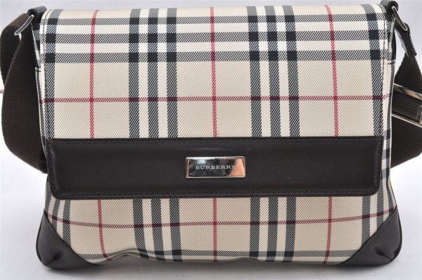 Authentic BURBERRY Nova Check Shoulder Cross Bag Canvas Leather Beige 7094K on Sale